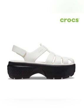 Crocs Unisex White Stomp Fisherman Chunky Platform Sole Casual Sandal- W 10, M 8